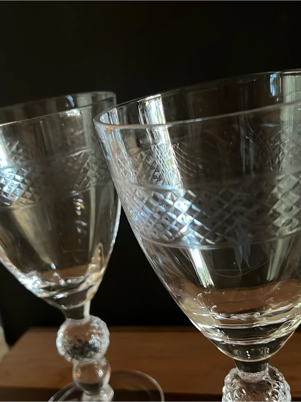 Vintage Home Essentials & Beyond Crystal Clear Eton Pattern Wine Glass Goblets